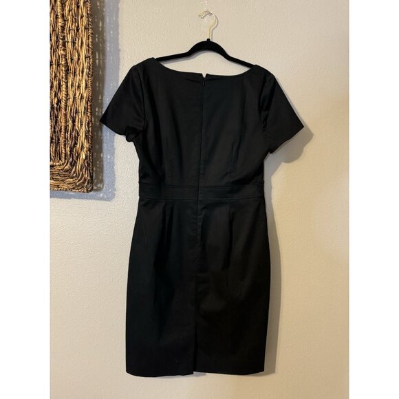 J Crew Sheath Dress 12 Black Short Sleeve Stretch Cotton Washable Career Casual - Picture 10 of 11